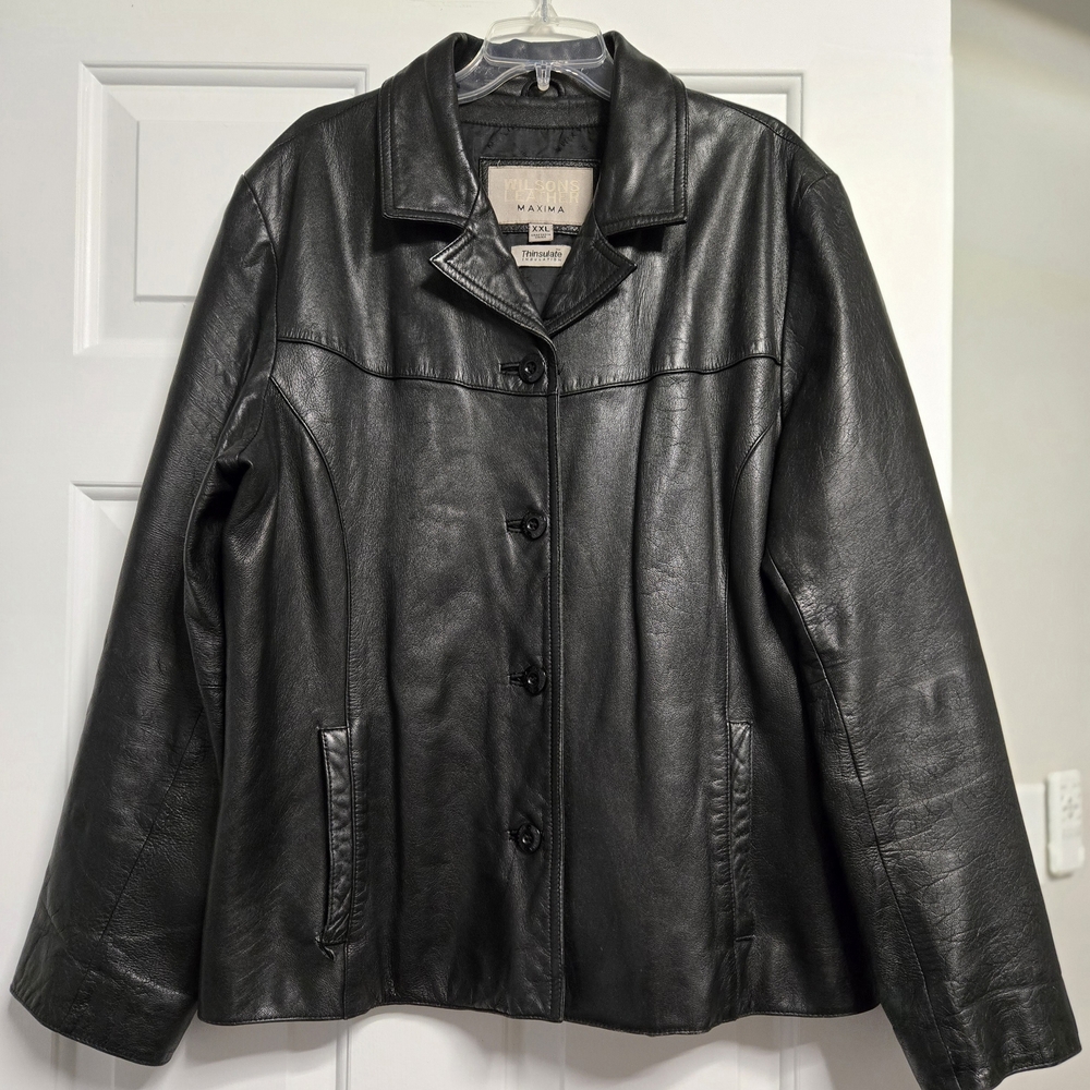 Vintage Wilsons Leather Black Jacket Women's XXL